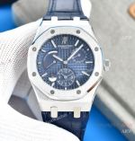 Swiss Audemars Piguet Royal Oak Dual Time Navy Dial Leather Strap